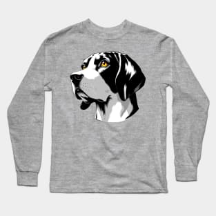 Stunning and Cool American English Coonhound Monochrome and Gold Portrait for Father's Day Long Sleeve T-Shirt